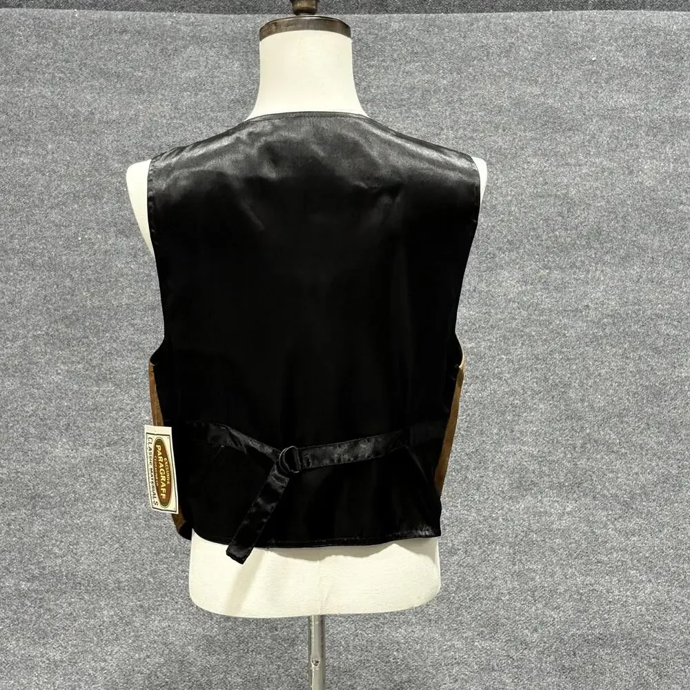 Paragraff Suede Leather Vest Mens Medium Brown Southwestern Cowboy Western